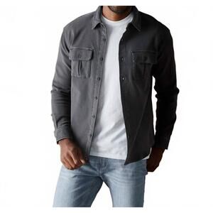 NEW THE NORMAL BRAND comfort terry shirt jacket in steel